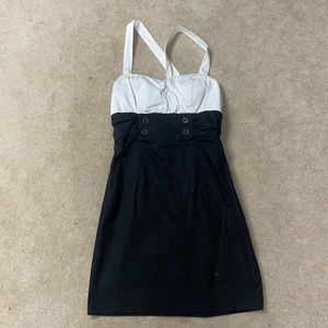 BCX black and white cross cross back juniors dress. Size 7, fits small.